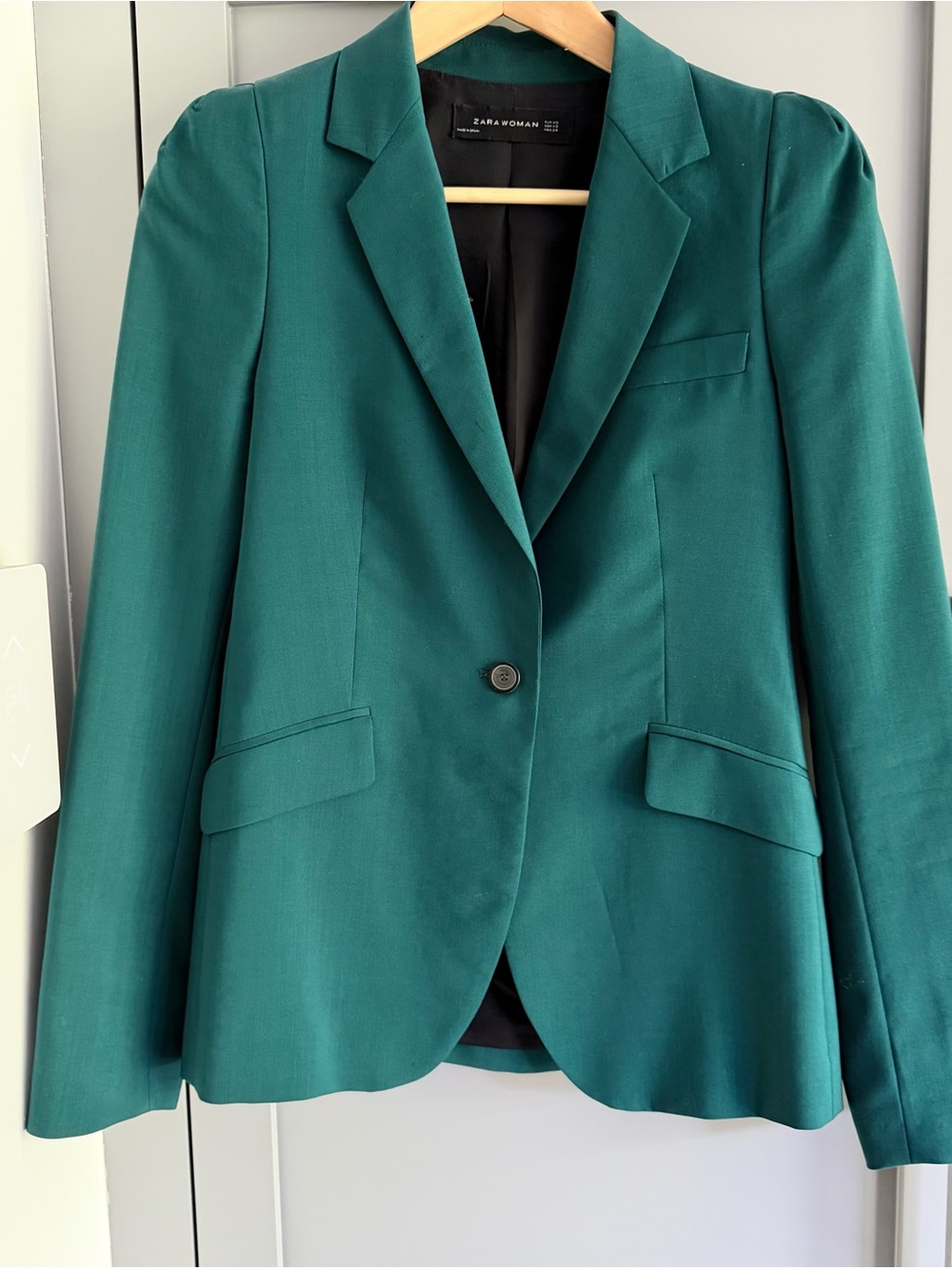 Zara Teal Green Single-Button Tailored Blazer